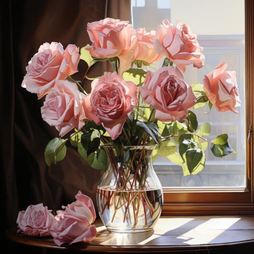 Light Pink Roses | Blue Vase Light Pink Roses | Blue Vase